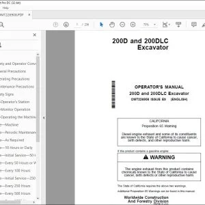 John Deere 200D & 200DLC Excavator Operator's Manual - PDF DOWNLOAD