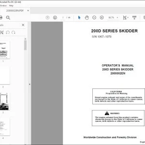 John Deere 200D SERIES Skidder Operator's Manual - PDF DOWNLOAD