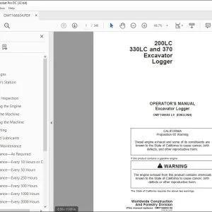 John Deere 200LC 330LC & 370 Excavator Logger Operator's Manual PDF