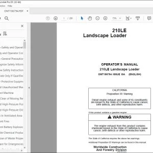 John Deere 210LE Landscape Loader Operator's Manual - PDF DOWNLOAD