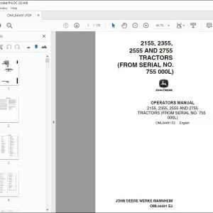 John Deere 2155, 2355, 2555 & 2755 TRACTORS Operators Manual - PDF DOWNLOAD