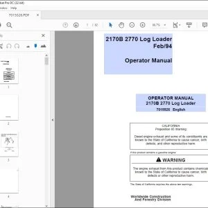 John Deere 2170B 2770 Log Loader Operator's Manual - PDF DOWNLOAD