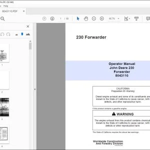 John Deere 230 Forwarder Operator Manual - PDF DOWNLOAD