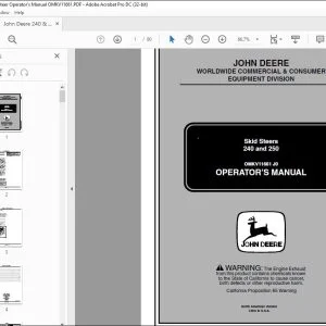 John Deere 240 & 250 Skid Steer Operator's Manual OMKV11661 PDF