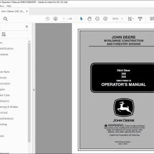 John Deere 240 250 Skid Steer Operator's Manual OMKV18668 PDF