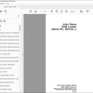John Deere 244E Loader Operator's Manual OMAT168872 - PDF DOWNLOAD
