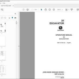 John Deere 25 EXCAVATOR Operators Manual - PDF DOWNLOAD