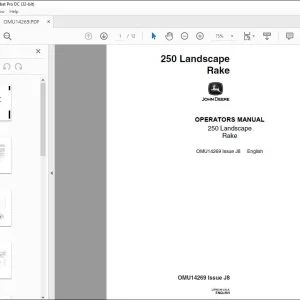 John Deere 250 Landscape Rake Operators Manual - PDF DOWNLOAD