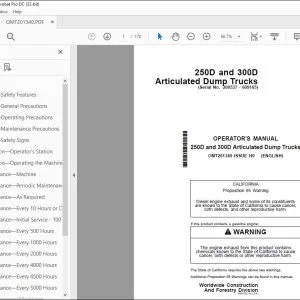 John Deere 250D & 300D Articulated Dump Trucks Operator's Manual PDF