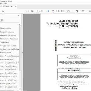 John Deere 250D & 300D Dump Trucks Operator's Manual OMT187892 PDF