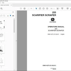 John Deere 255 SCARIFIER SCRAPER Operators Manual - PDF DOWNLOAD