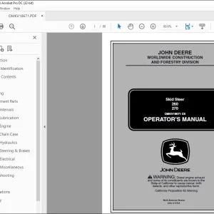 John Deere 260 270 Skid Steer Operators Manual - PDF DOWNLOAD