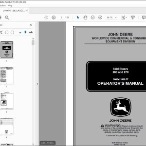 John Deere 260 & 270 Skid Steers Operator's Manual - PDF DOWNLOAD