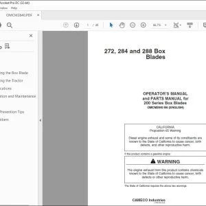John Deere 272, 284 & 288 Box Blades Operator's Manual - PDF DOWNLOAD