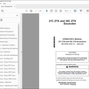 John Deere 27C ZTS & 35C ZTS Excavator Operator's Manual - PDF DOWNLOAD