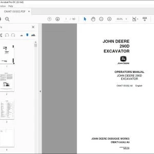 John Deere 290D EXCAVATOR Operators Manual - PDF DOWNLOAD
