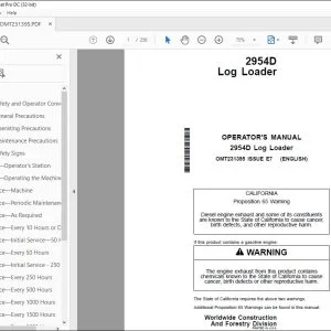 John Deere 2954D Log Loader Operator's Manual - PDF DOWNLOAD