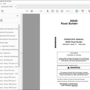 John Deere 2954D Road Builder Operator's Manual - PDF DOWNLOAD