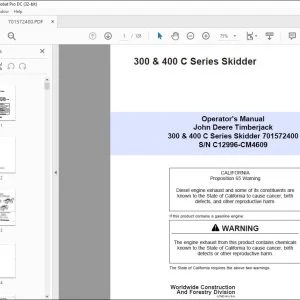 John Deere 300 & 400 C Series Skidder Operator's Manual - PDF DOWNLOAD