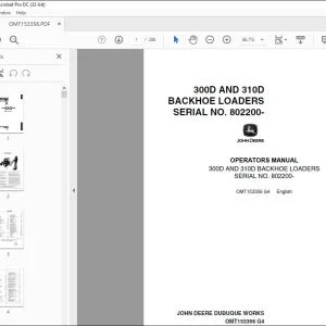 John Deere 300D & 310D Backhoe Loader Operator's Manual - PDF DOWNLOAD