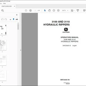 John Deere 3100 & 3110 HYDRAULIC RIPPERS Operators Manual PDF