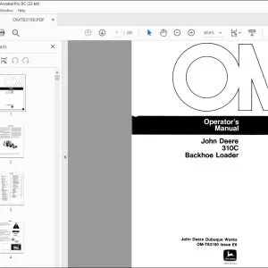 John Deere 310C Backhoe Loader Operator's Manual - PDF DOWNLOAD