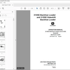 John Deere 310SE Loader & 315SE Sideshift Loader Operators Manual PDF