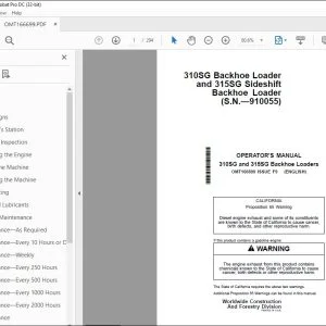 John Deere 310SG Backhoe Loader & 315SG Sideshift Backhoe Loader Operator's Manual PDF