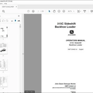 John Deere 315C Sideshift Backhoe Operator Manual PDF Download