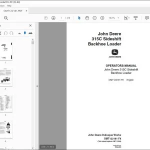 John Deere 315C Sideshift Backhoe Loader Operators Manual - PDF DOWNLOAD