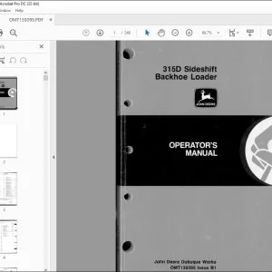 John Deere 315D Sideshift Backhoe Loader Operator's Manual PDF
