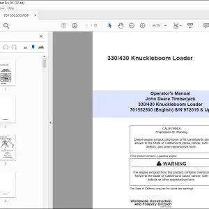 John Deere 330/430 Knuckleboom Loader Operator's Manual - PDF DOWNLOAD