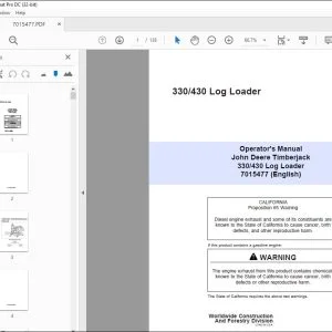 John Deere 330/430 Log Loader Operator's Manual - PDF DOWNLOAD