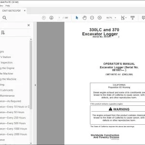 John Deere 330LC & 370 Excavator Logger Operator's Manual - PDF DOWNLOAD