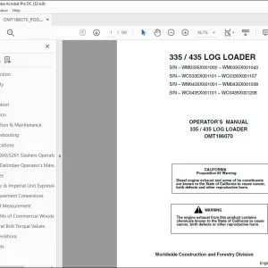 John Deere 335 / 435 LOG LOADER Operator's Manual OMT186070 PDF