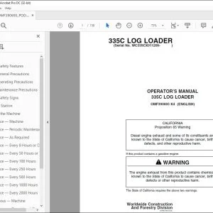 John Deere 335C Log Loader Operation Manual PDF Download