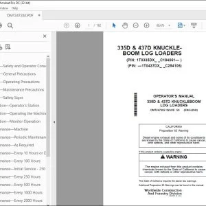 John Deere 335D & 437D KNUCKLEBOOM LOG LOADERS Operator's Manual PDF