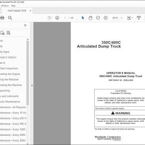 John Deere 350C/400C Articulated Dump Truck Operator's Manual PDF