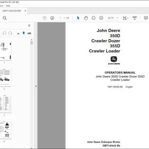 John Deere 350D Crawler Dozer 355D Loader Operators Manual PDF