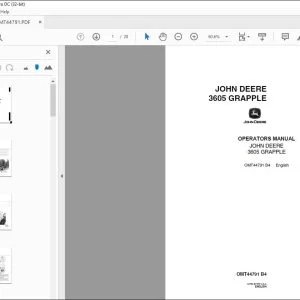 John Deere 3605 Grapple Operator Manual PDF Download