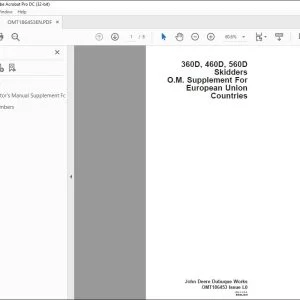 John Deere 360D, 460D, 560D Skidders Supplement Operator's Manual PDF