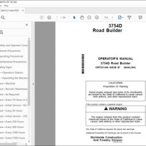 John Deere 3754D Road Builder Operator's Manual - PDF DOWNLOAD