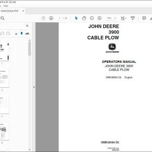 John Deere 3900 CABLE PLOW Operators Manual - PDF DOWNLOAD