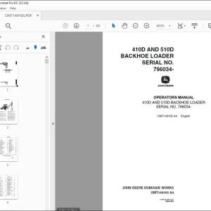 John Deere 410D & 510D Backhoe Operator Manual PDF Download