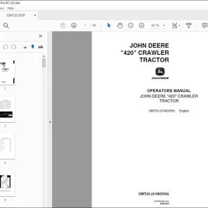 John Deere "420" CRAWLER TRACTOR Operators Manual PDF