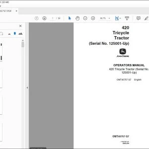 John Deere 420 Tricycle Tractor Operator Manual PDF Download
