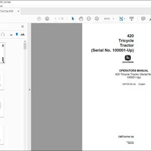 John Deere 420 Tricycle Tractor Operators Manual - PDF DOWNLOAD