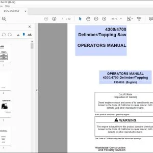 John Deere 4300/4700 Delimber/Topping Saw Operators Manual PDF