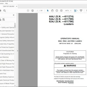 John Deere 444J, 544J & 624J Loaders Operator's Manual - PDF DOWNLOAD