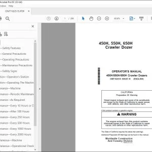 John Deere 450H/550H/650H Crawler Dozers Operator's Manual PDF